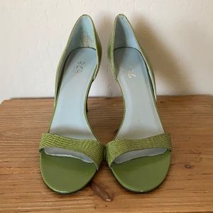 BCBG Paris Green D'Orsay Snakeskin Stiletto Heel
